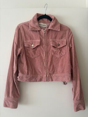 Reformation Dusty Pink Corduroy Zip Jacket